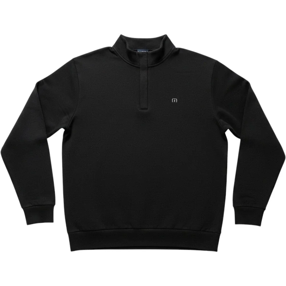 Travis Mathew Mens Black Quarter Zip Pullover Fleece Sweatshirt Golf Jacket L